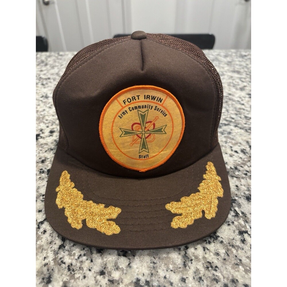 Vintage U.S. Army Fort Irwin Patch Hat Snapback Mesh Back Adjustable